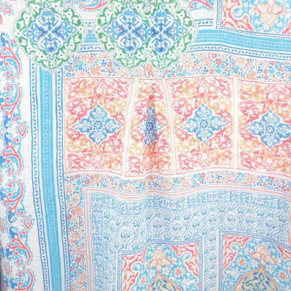 Chico's linen button up top Size 2 (L) pastel print 3/4 sleeve beach - Picture 8 of 8